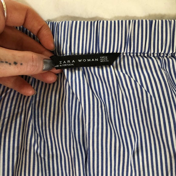 Zara off the shoulder poplin blouse - white/blue - Picture 9 of 15